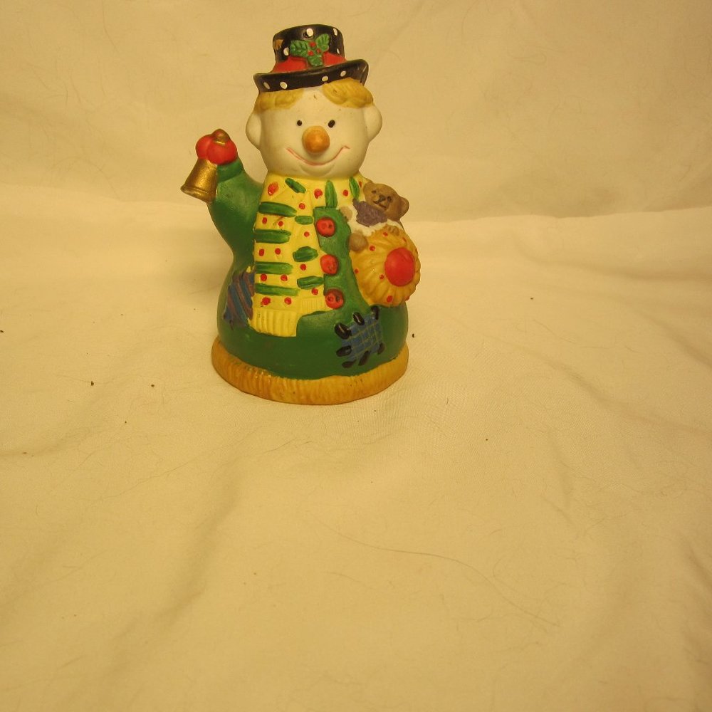 VTG 90'S CERAMIC/PORCELAIN BELL, SNOWMAN